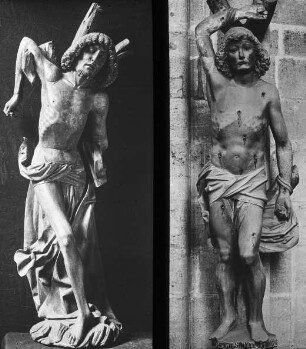 Halberstadt, Dom St. Stephanus und St. Sixtus, nordwestl. Vierungspfeiler, Hl. Sebastian (Vgl. Hl. Sebastian, Berlin)