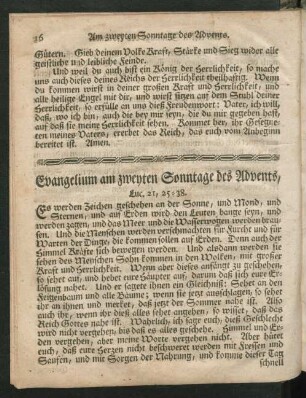 Evangelium am zweyten Sonntage des Advents, ...