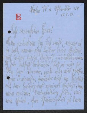 Brief von Lily Braun an Gerhart Hauptmann