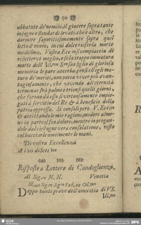 Risposte à Lettere di Condoglienza