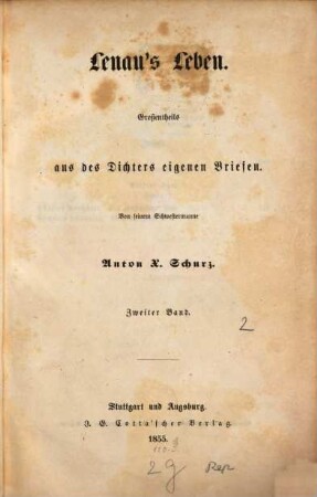 Lenau's Leben : Großentheils aus des Dichters eigenen Briefen, 2