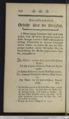 Unvollkommenes Gedicht über die Ewigkeit