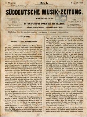 Süddeutsche Musik-Zeitung. 1, 1. 1852