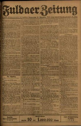 Ausgabe vom Donnerstag, den 27. November 1919.