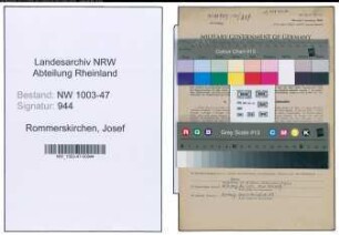 Entnazifizierung Josef Rommerskirchen , geb. 16.02.1916 (Schriftleiter)