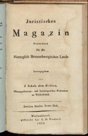 02: Juristisches Magazin besonders für die Herzoglich Braunschweigischen Lande