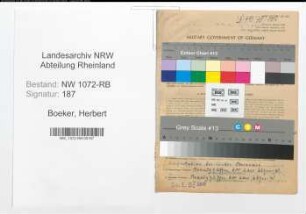 Entnazifizierung Herbert Boeker , geb. 28.04.1907 (Vertreter)