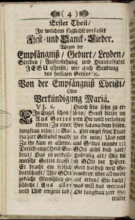 Von der Empfängniß Christi/ Oder Verkündigung Mariä. - Aufs Fest der Erscheinung.
