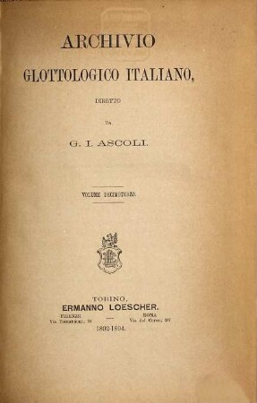 Archivio glottologico italiano : AGI. 13. 1892/94