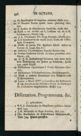 536-538, Dissertation. Programmata. &c.