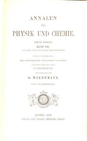 Annalen der Physik. 243 = N.F., Bd. 7. 1879