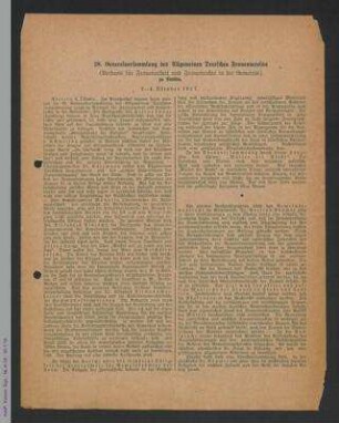 Bericht zur 29. Generalversammlung des ADF 1917 in Stettin