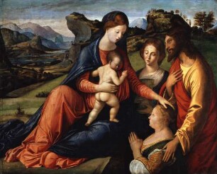 Maria mit dem Kind, Heiligen und Stifterin