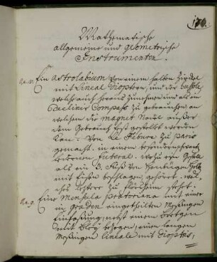 Mathematische allgemeine und geometrische Instrumenten.
