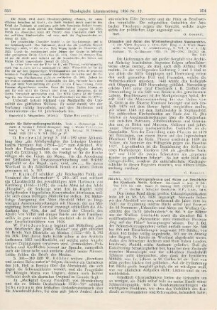 353-354 [Rezension] Friedensburg, Walter (Hrsg.), Archiv für Reformationsgeschichte. Texte und Untersuchungen. Nr. 87 u. 88, 22. Jahrg