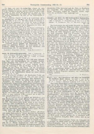 353-354 [Rezension] Friedensburg, Walter (Hrsg.), Archiv für Reformationsgeschichte. Texte und Untersuchungen. Nr. 87 u. 88, 22. Jahrg