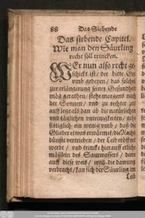 Das siebende Capitel. Wie man den Säurling recht soll trincken.