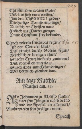 Am tage Matthie ...