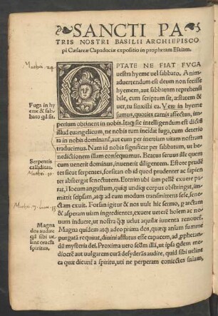 Sancti Patris Nostri Basilii Archiepiscopi Caesareae Capadociae expositio in prophetam Esaiam.