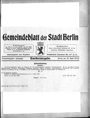 Sonderausgabe, 12. April 1922