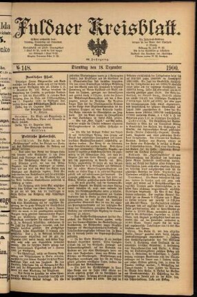 Erste Ausgabe vom Dienstag, den 18. Dezember 1900.