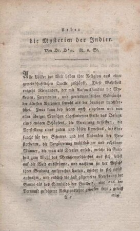 Ueber die Mysterien der Indier