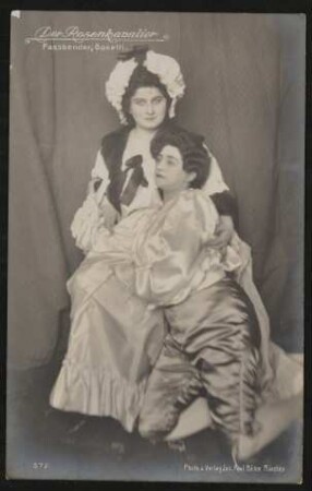 Hermine Bosetti als Octavian und Zdenka Faßbender als Marschallin in "Der Rosenkavalier" in München (1911?)