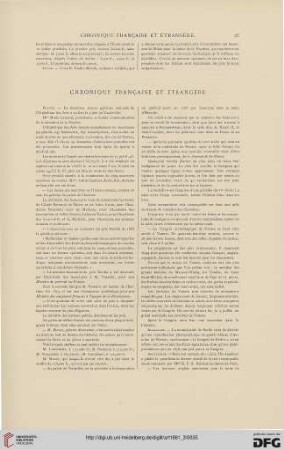 Chronique française et étrangère