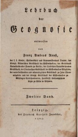 Handbuch der Geognosie. 2