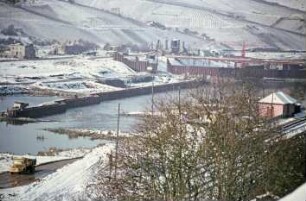 Bau der Staustufe Palzem/Mosel