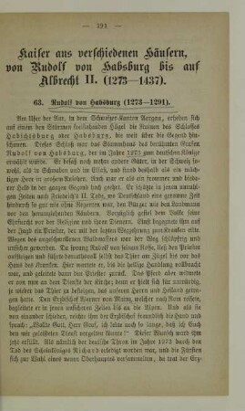 Kaiser aus verschiedenen Häusern, von Rudolf von Habsburg bis auf Albrecht II. (1273-1437)