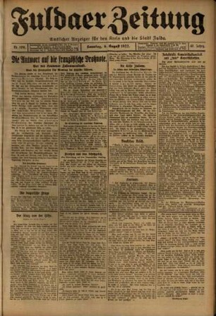 Erste Ausgabe vom Sonntag, den 06. August 1922.