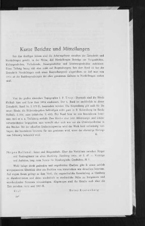 Kurze Berichte und Mitteilungen