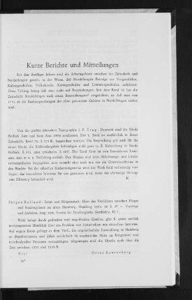 Kurze Berichte und Mitteilungen