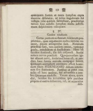 §. IV. Conditio vitalitatis.