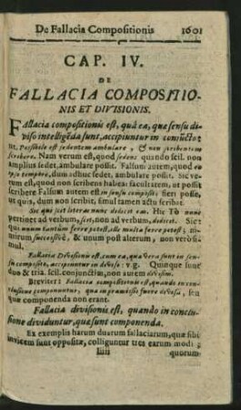 Cap. IV. De Fallacia Compositionis Et Divisionis.