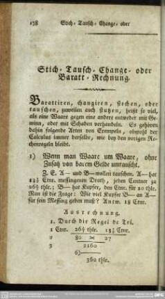 Stich- Tausch- Change- oder Baratt - Rechnung