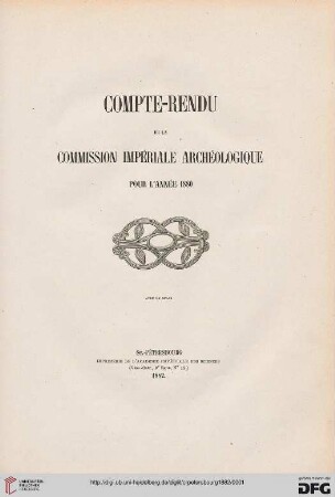 Compte rendu de la Commission Impériale Archéologique: pour l'année ..: Pour l'année 1880