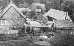 Trebendorf. Ehem. Windmühlengehöft, um 1920/30, Repro (nach Fotografie im Gehöft)