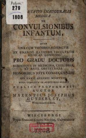 Dissertatio inauguralis medica de convulsionibus infantum