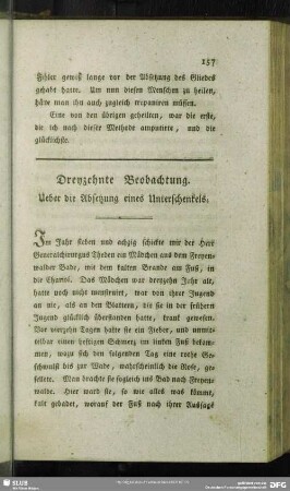 Dreyzehnte Beobachtung. Ueber die Absetzung eines Oberschenkels