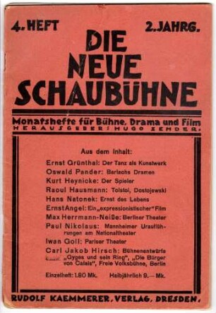 Die Neue Schaubühne, April 1920