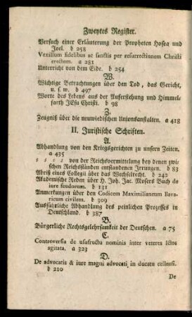 II. Juristische Schriften