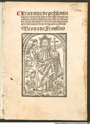 Tractatus de pestilentiali scorra sive mala de Franzos : mit Widmungsbrief, Augsburg 18.10.1496, und Nachwort des Autors an Bernhard von Waldkirch. Gewidmet Johannes Reuchlin