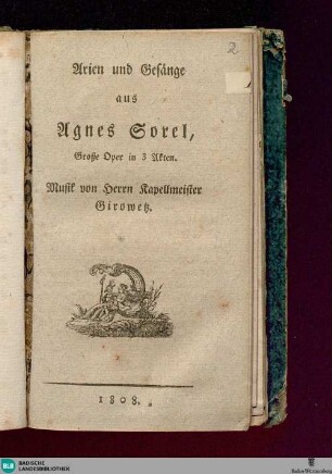 Arien und Gesänge aus Agnes Sorel : große Oper in 3 Akten