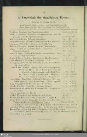 4. Verzeichnis der eingeführten Bücher