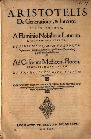 De generatione et interitu lib. 1