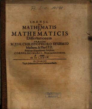 De mathematis et mathematicis