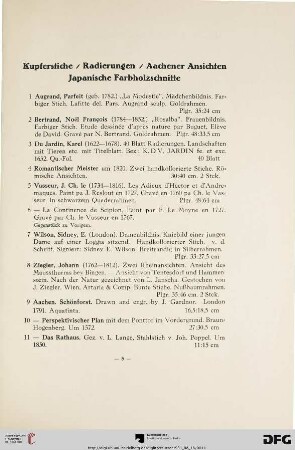 Kupferstiche, Radierungen, Aachener Ansichten, Japanische Farbholzschnitte (Nr. 1-23)