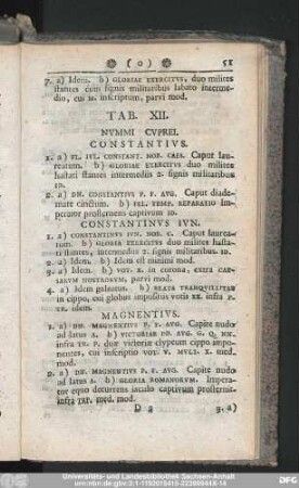 Tab. XII. Nummi Cuprei.